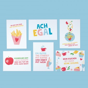 Bow & Hummingbird 6er Set Postkarten mit Spruch aus Recyclingpapier