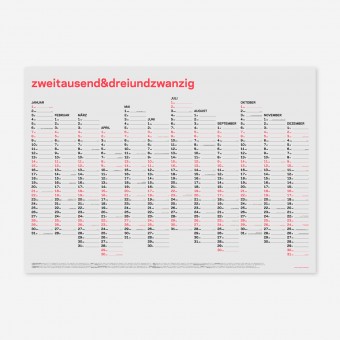 zweitausend&zweiundzwanzig - A1 Wandkalender 2023 - Neon-Korall Schwarz Gold - rikiki. Grafik & Produkt