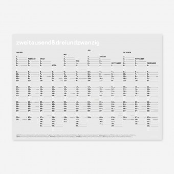 zweitausend&dreiundzwanzig - A1 Wandkalender 2023 - Weiss Schwarz Gold - rikiki. Grafik & Produkt