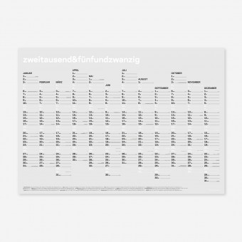 zweitausend&fünfundzwanzig - A1 Wandkalender 2025 - Weiss