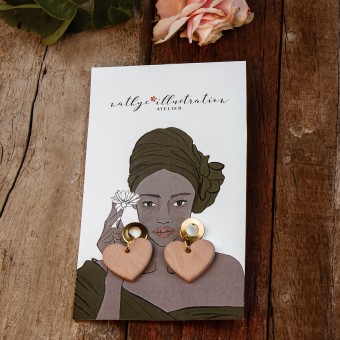 nathys_illustration - Ohrringe "rosewood heard bright" 1,5cm
