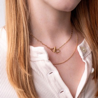 related by objects - just hearts extended necklace - 925 Sterlingsilber 18k goldplattiert