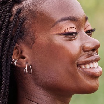 related by objects - lunar creole mini - 925 Sterlingsilber 18k goldplattiert