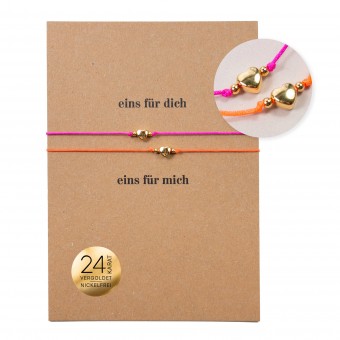 Bow & Hummingbird Armband auf Karte - Herzen - eins für dich, eins für mich