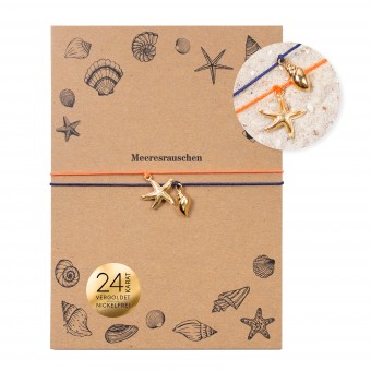 Bow & Hummingbird Armband auf Karte - Seestern und Muschel - Meeresrauschen