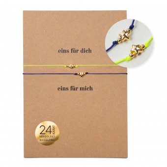 Bow & Hummingbird Armband auf Karte - Sterne - eins für dich, eins für mich