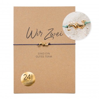 Bow & Hummingbird Armband auf Karte - Delfine - Wir Zwei sind ein gutes Team
