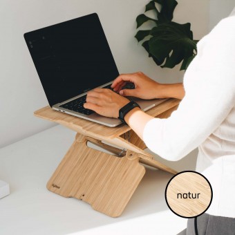 Höhenverstellbares Laptop Stehpult | klappbarer Stehtisch & minimalistischer Schreibtisch Konverter | moderner Stehpultaufsatz - hydesk (natural)