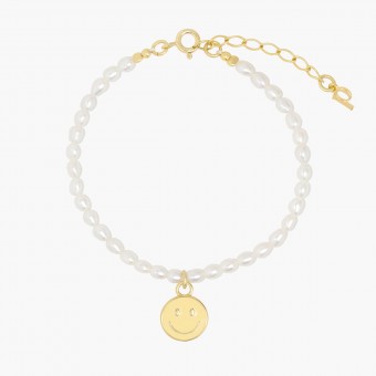 Smiley Süßwasserperlen Armband mit Gold Vermeil | Paeoni Colors