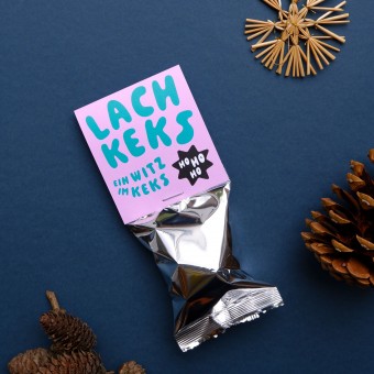 tinyday . Lachkeks Weihnachten – Glückskeks mit Weihnachtswitz – vegan – kleines Geschenk im Advent – witzige Deko & Mitbringsel zu Weihnachten