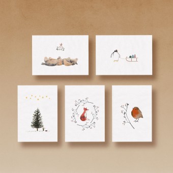 tucán y limón – Kartenset Weihnachten Winter | 5 Postkarten