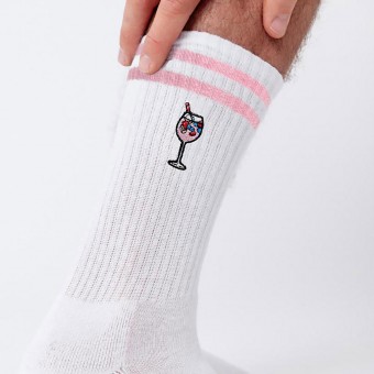 Wildberry Spritz Stripes | Bestickte Bio Baumwoll Socken | Fashion Drinks