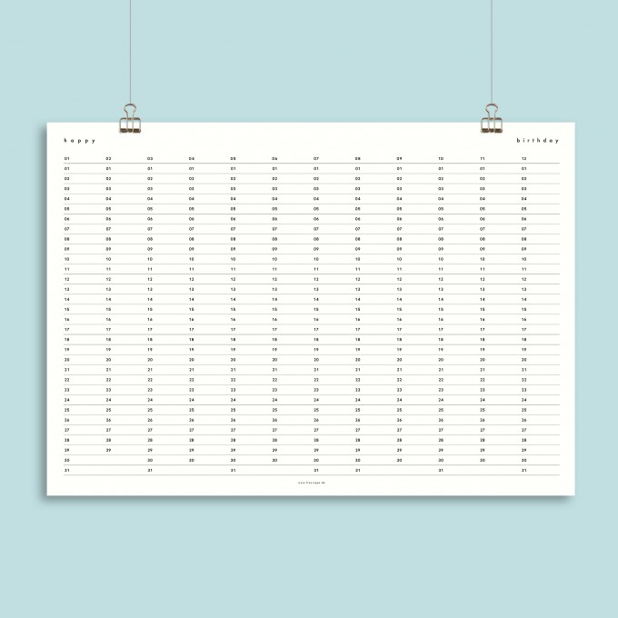 Geburtstagskalender / A3 / Naturpapier / frau rippe