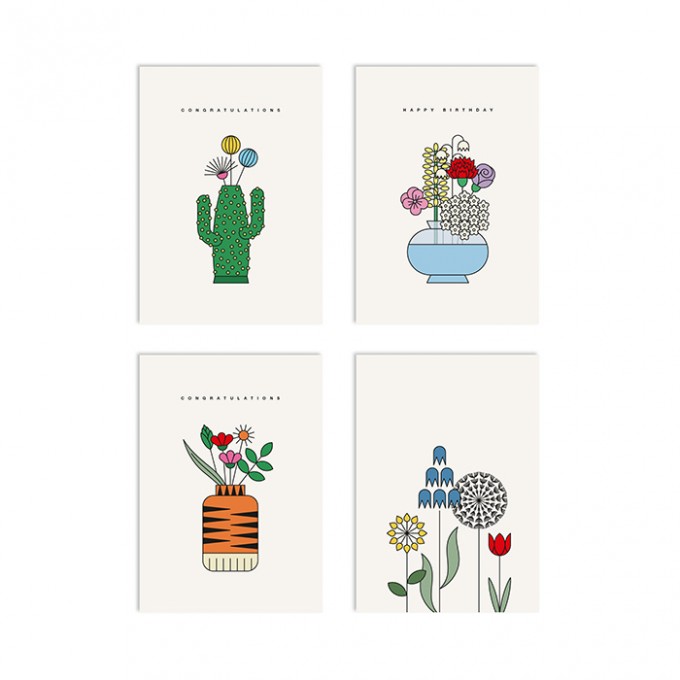redfries set flower shower – 4 Klappkarten DIN A6