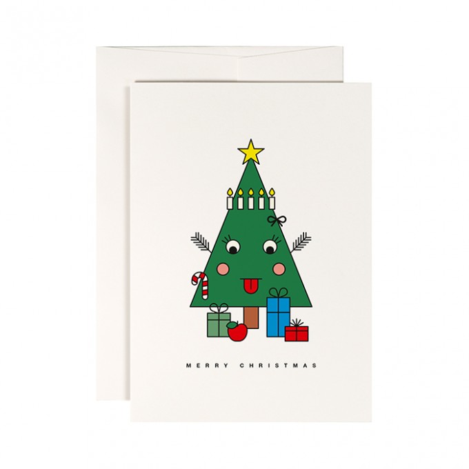 redfries happy tree – 4 Stück Weihnachtskarten
