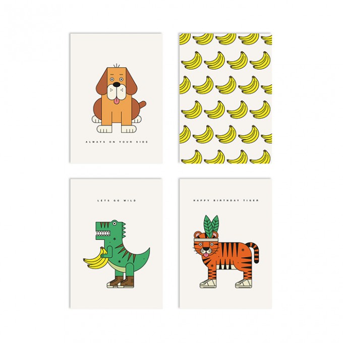 redfries set wild animals – 4 Klappkarten DIN A6