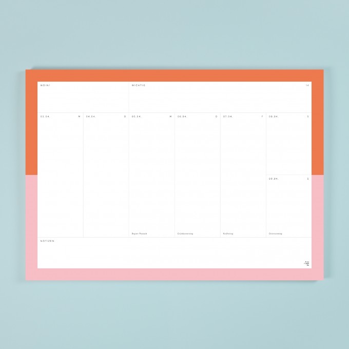 Kalender (No. 20) / A4 Wochenplaner mit Daten & Feiertagen ab sofort / frau rippe
