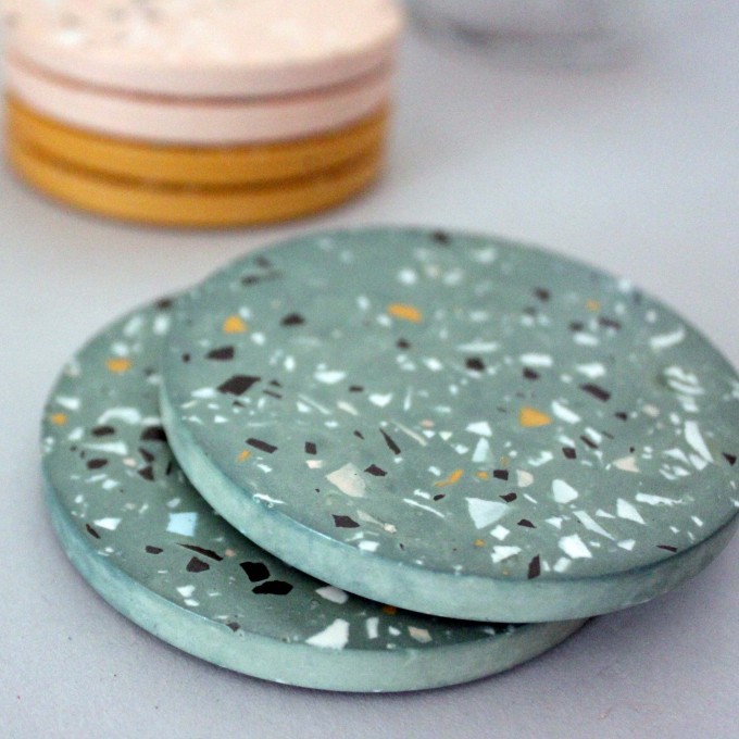2 x Terrazzo Untersetzer Tafel / objet vague