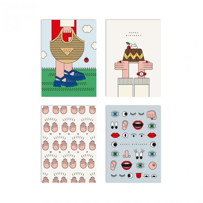 redfries set hands up – 4 Klappkarten DIN A6