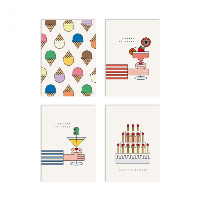 redfries set sweet temptations – 4 Klappkarten DIN A6