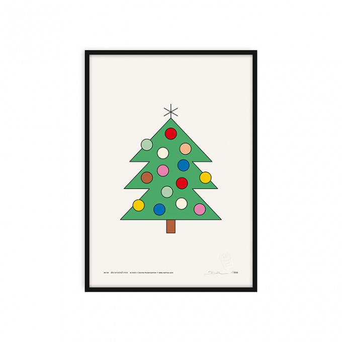 redfries decorated tree white a3 – Kunstdruck DIN A3