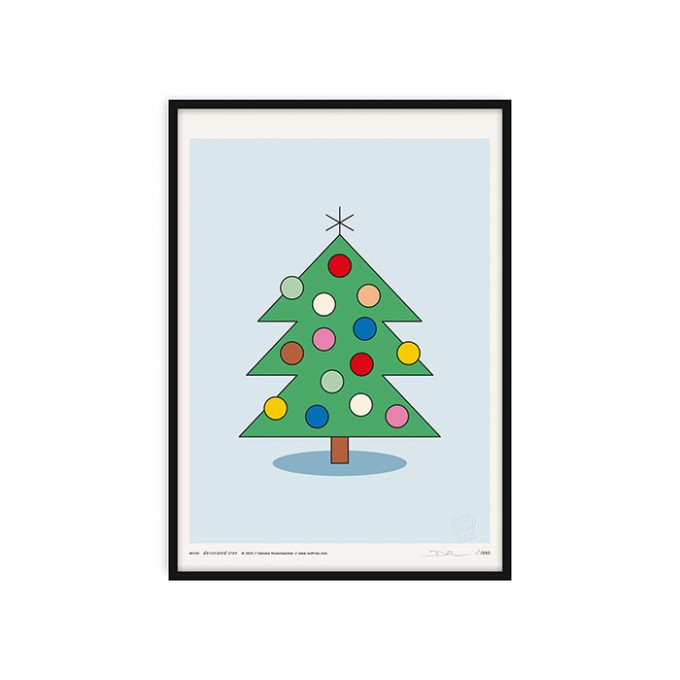 redfries decoratedt tree blue a3 – Kunstdruck DIN A3