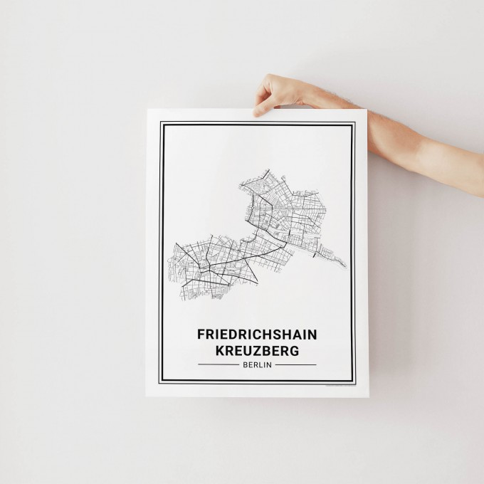 BERLIN Friedrichshain Kreuzberg Poster Stadtplan von Skanemarie