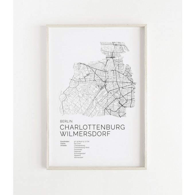 Karte BERLIN Charlottenburg Wilmersdorf als Poster im skandinavischen Stil von Skanemarie