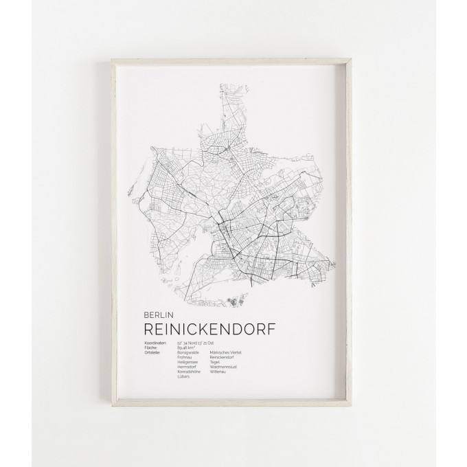 Karte BERLIN Reinickendorf als Print im skandinavischen Stil von Skanemarie