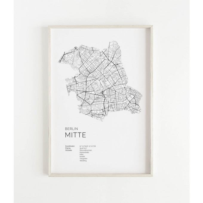 Karte BERLIN MITTE als Print von Skanemarie