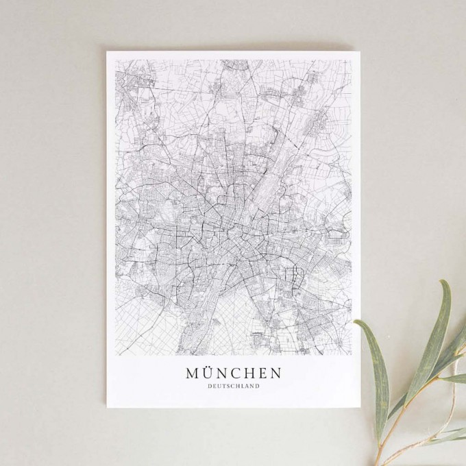 München Karte als hochwertiger Print - Posterdruck im skandinavischen Stil von Skanemarie