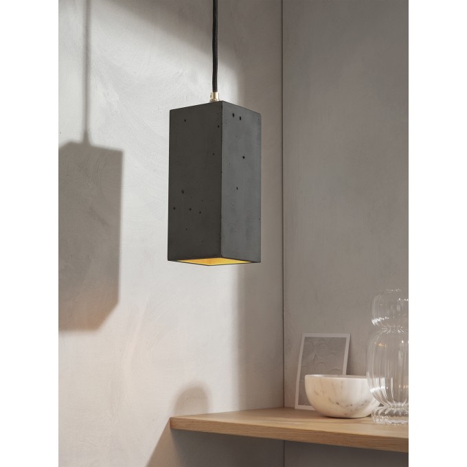 GANTlights - Beton Hängelampe [B2] dark Lampe Gold rechteckig