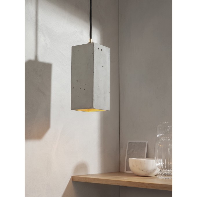 GANTlights Beton Hängelampe [B2] Lampe Gold rechteckig