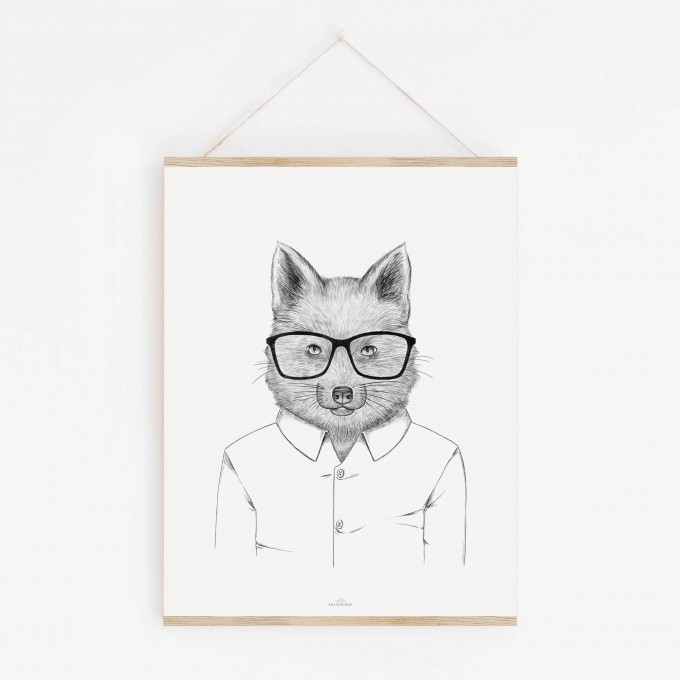 Fuchs im Hemd als hochwertiger Print im minimalistischen Stil von Skanemarie +++ Poster, Wandbild