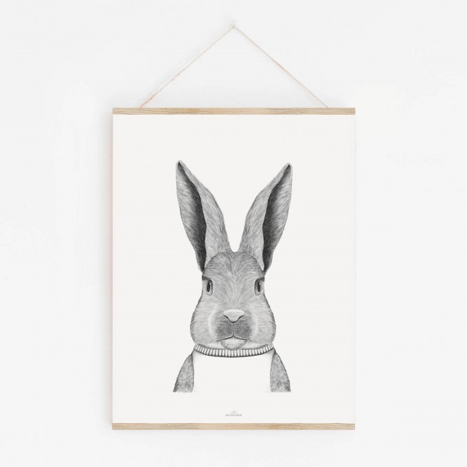Hase im Pulli als hochwertiger Print im minimalistischen Stil von Skanemarie +++ Poster, Wandbild