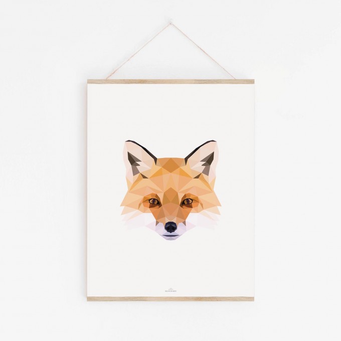 FUCHS Poly Art als hochwertiger Print im minimalistischen Stil von Skanemarie +++ Poster, Wandbild