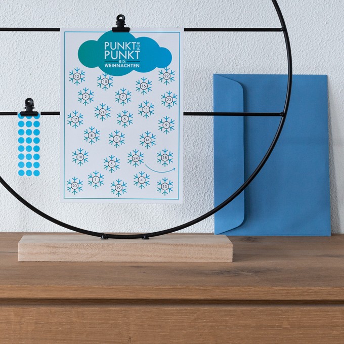 TYPOP Adventskalenderkarte "Schneeflocken" inkl. Umschlag, Minikarte + Umschlag und Klebepunkte