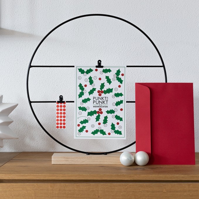 TYPOP Adventskalenderkarte "Stechpalme" inkl. Umschlag, Minikarte + Umschlag und Klebepunkte