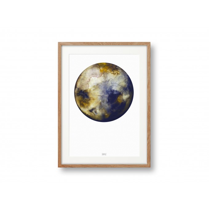 Aquarellposter, Mond, DIN A3 - SANS.