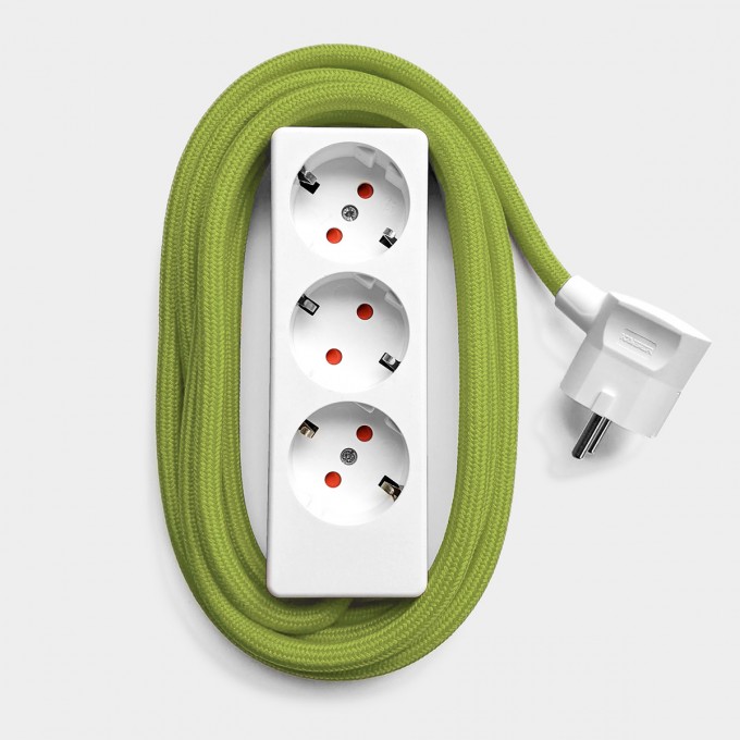 Njustudio weiße Steckerleiste mit 3m Textilkabel (sweet pea)