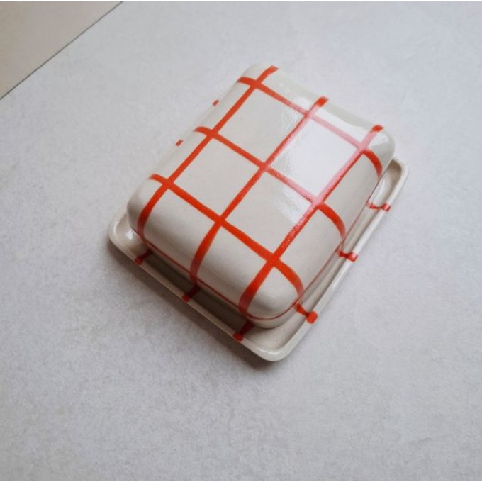 Skelini - Keramik Butterdose handgemacht orange