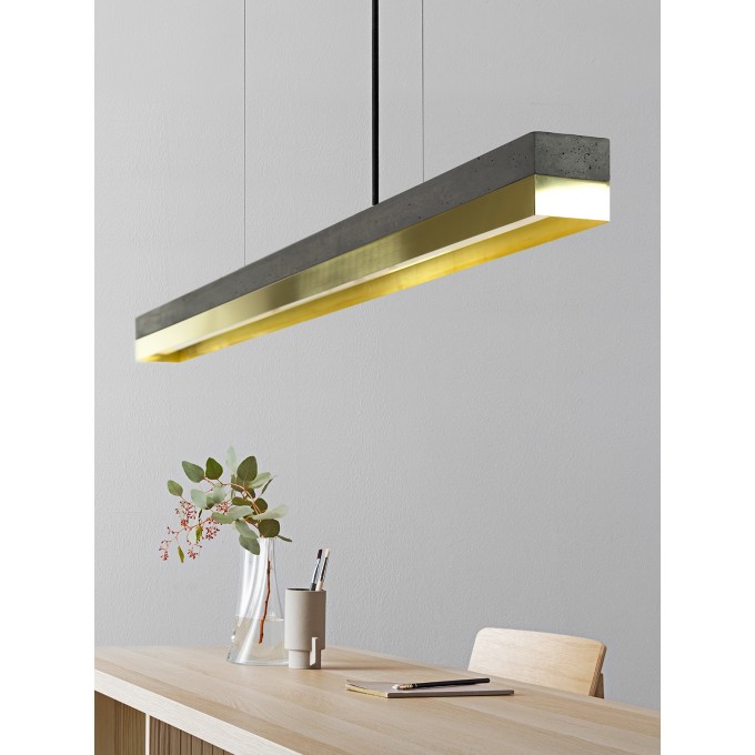 	GANTlights - Beton Hängeleuchte [C-Serie]Brass Lampe minimalistisch