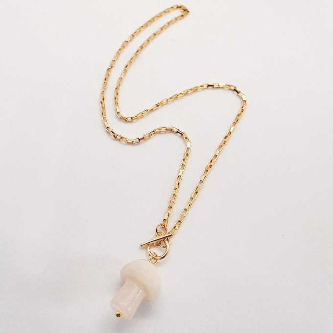 Valerie Chic - Rosenquarz Pilz Vintage Kette 