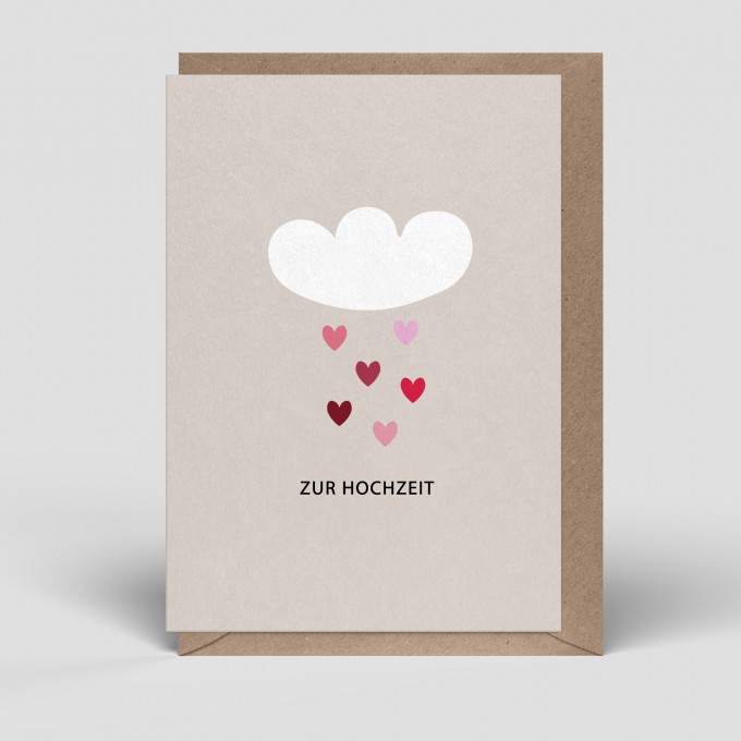Klappkarte - Hochzeitskarte - Herzwolke - Nr. 260 - Naturbedacht