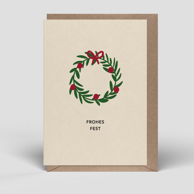 Klappkarte - Weihnachten - Kranz - Nr. 296 - Naturbedacht