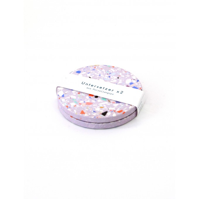 objet vague / 2er Set Terrazzo Untersetzer / Flieder