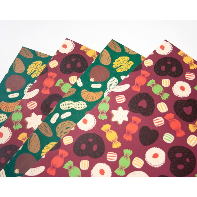 4er Set Geschenkpapier Nussmischung + Weihnachtsplätzchen // Papaya paper products