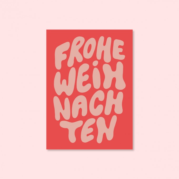 Frohe Weihnachten Rot / Postkarte A6 / Svea Hansohn Illustration