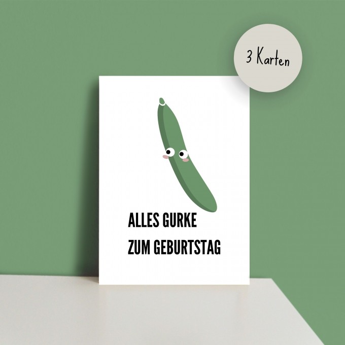 Geburtstag „Alles Gurke“ / Postkarte A6 3er-Set / issgut