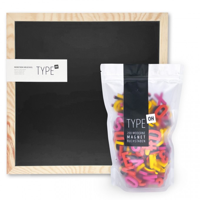 TYPE OH Set: Magnetische Kreidetafel & Moderne Magnetbuchstaben